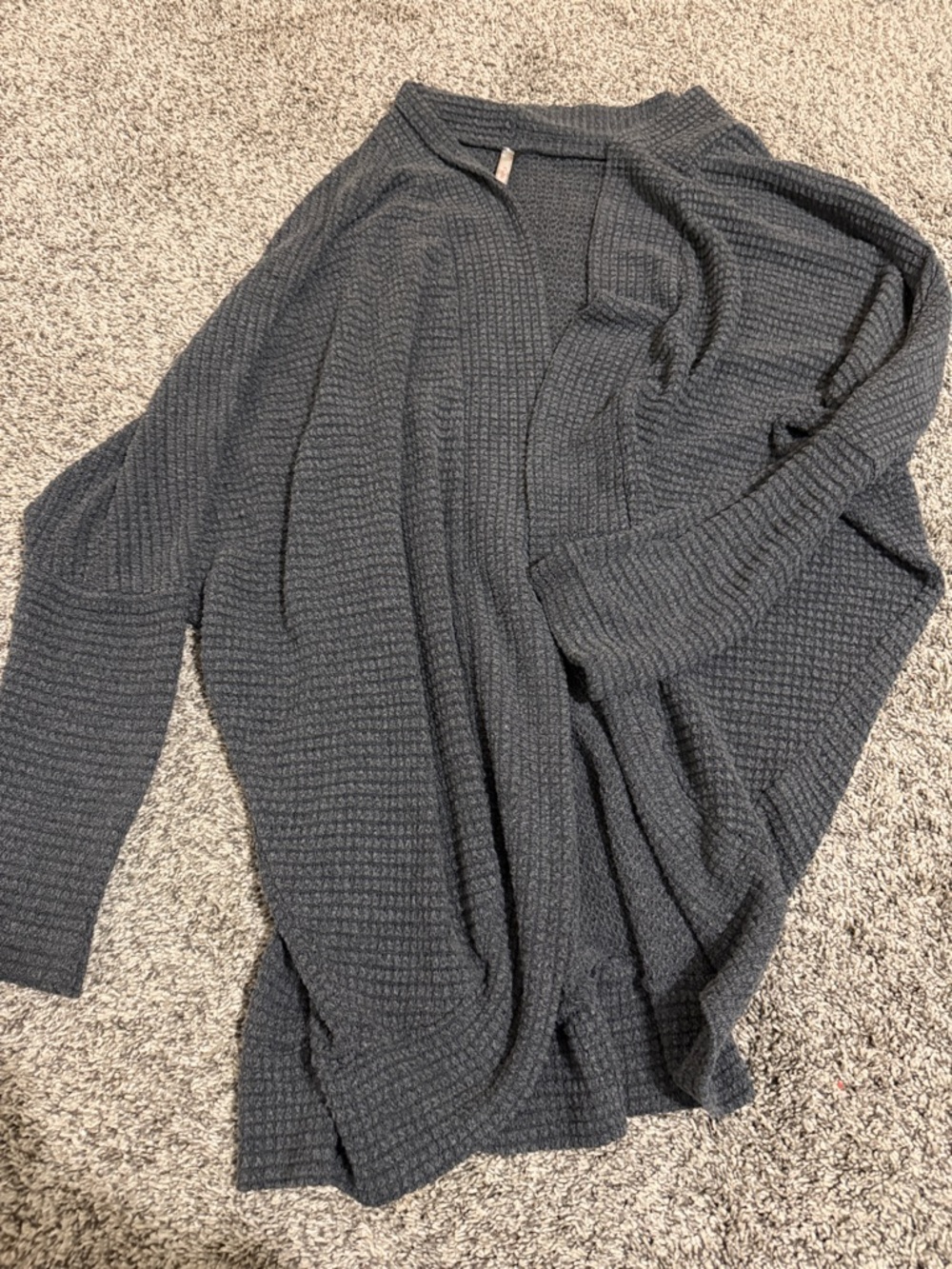 Cozy Open-Front Women's Waffle Knit Cardigan - Charcoal